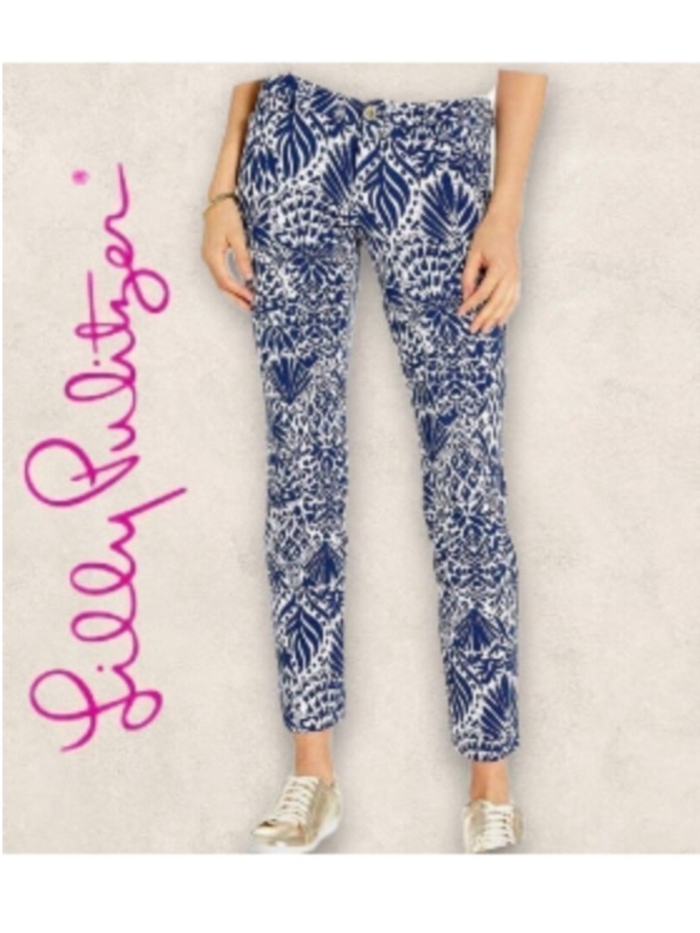Lilly Pulitzer Kelly Knit Skinny Ankle Pants By Land or By Sea Print